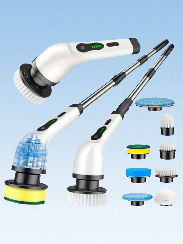 براش شستشو برقی شارژی 25 وات JY-6010 اورجینال | 9 سری کاربردی برای سینک، حمام، ماشین و سطوح مختلف